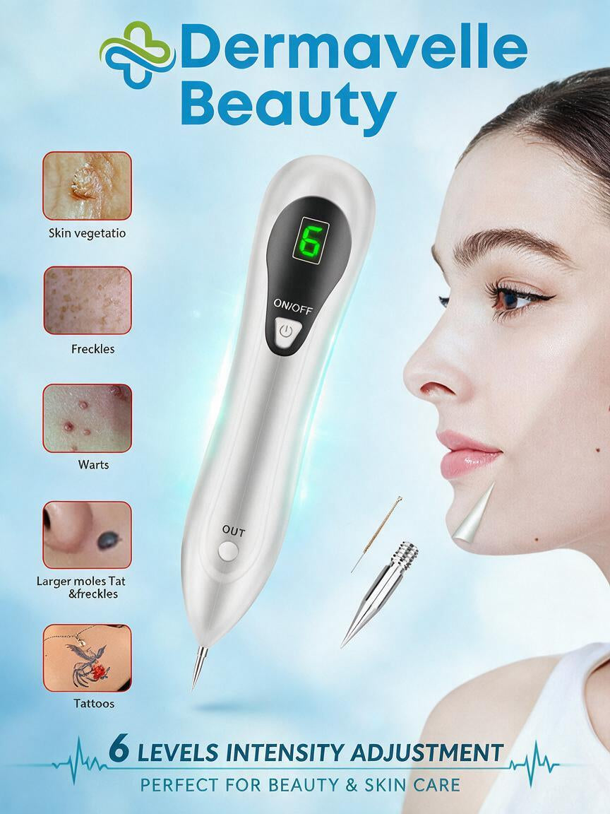 Dermavelle Plasma Pen — At-Home Dark Spot & Skin Tag Remover | 6-Level Rechargeable Laser Beauty Pen