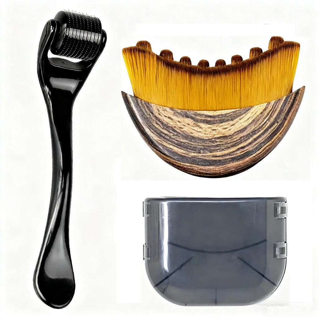 2Pcs Set Multi-Function Lymphatic Contour Face Brush & DRS 540 Derma Roller Skin Nursing Roller Wrinkle Exfoliating Repair Tools